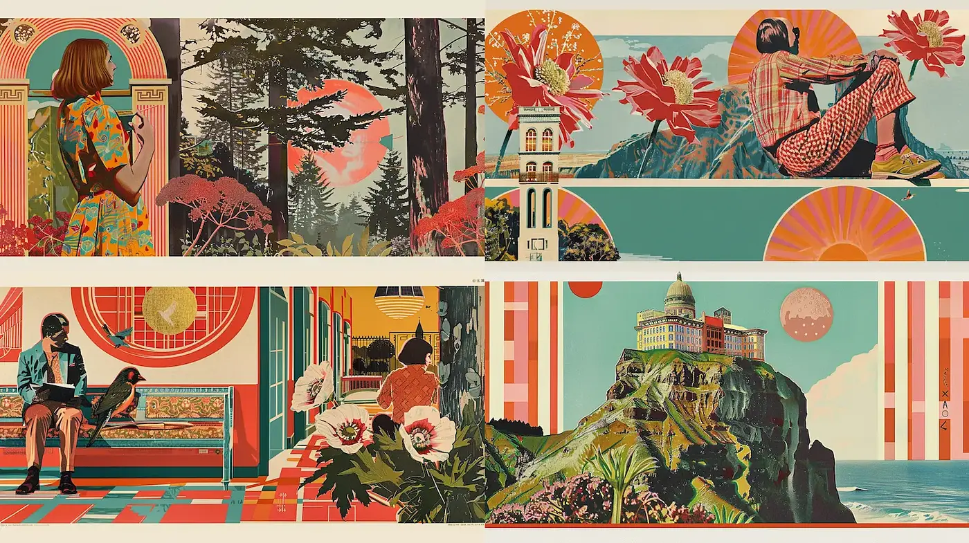 Elegant and Harmonious Art Style with Retro Influences - Midjourney sref style