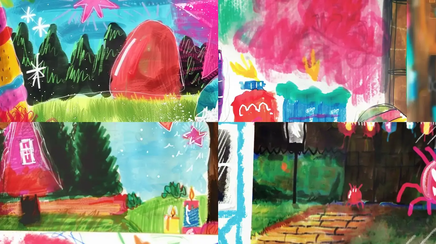 Playful and Whimsical Illustrations with Bold Colors and Textures - Midjourney sref style