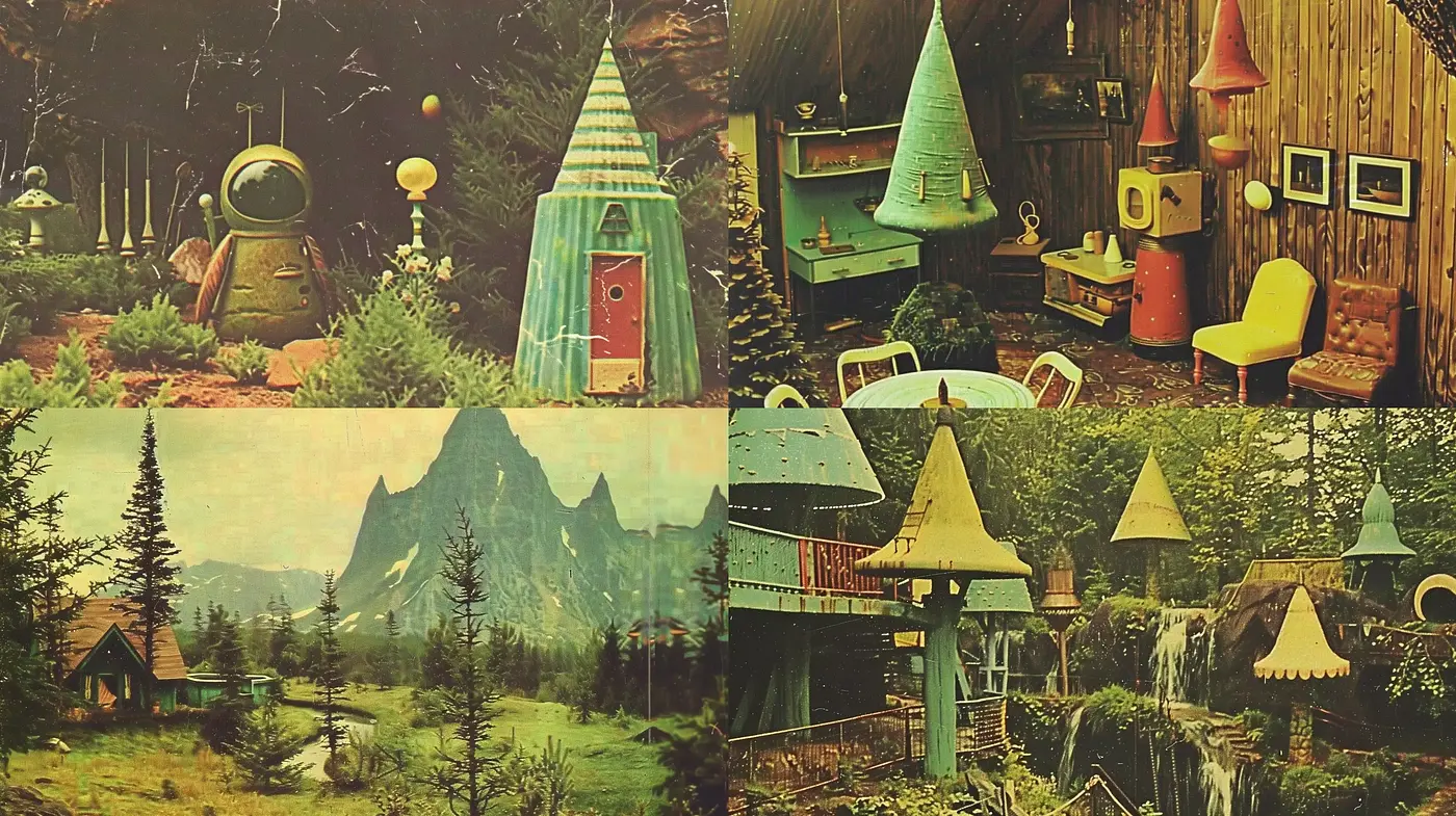 Enchanted Forest Abodes: A Tapestry of Rustic Fantasy and Whimsical Charm - Midjourney sref style