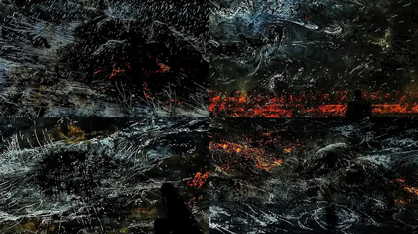 Dynamic and Intense Abstract Seascapes with a Dramatic Edge - Midjourney sref style