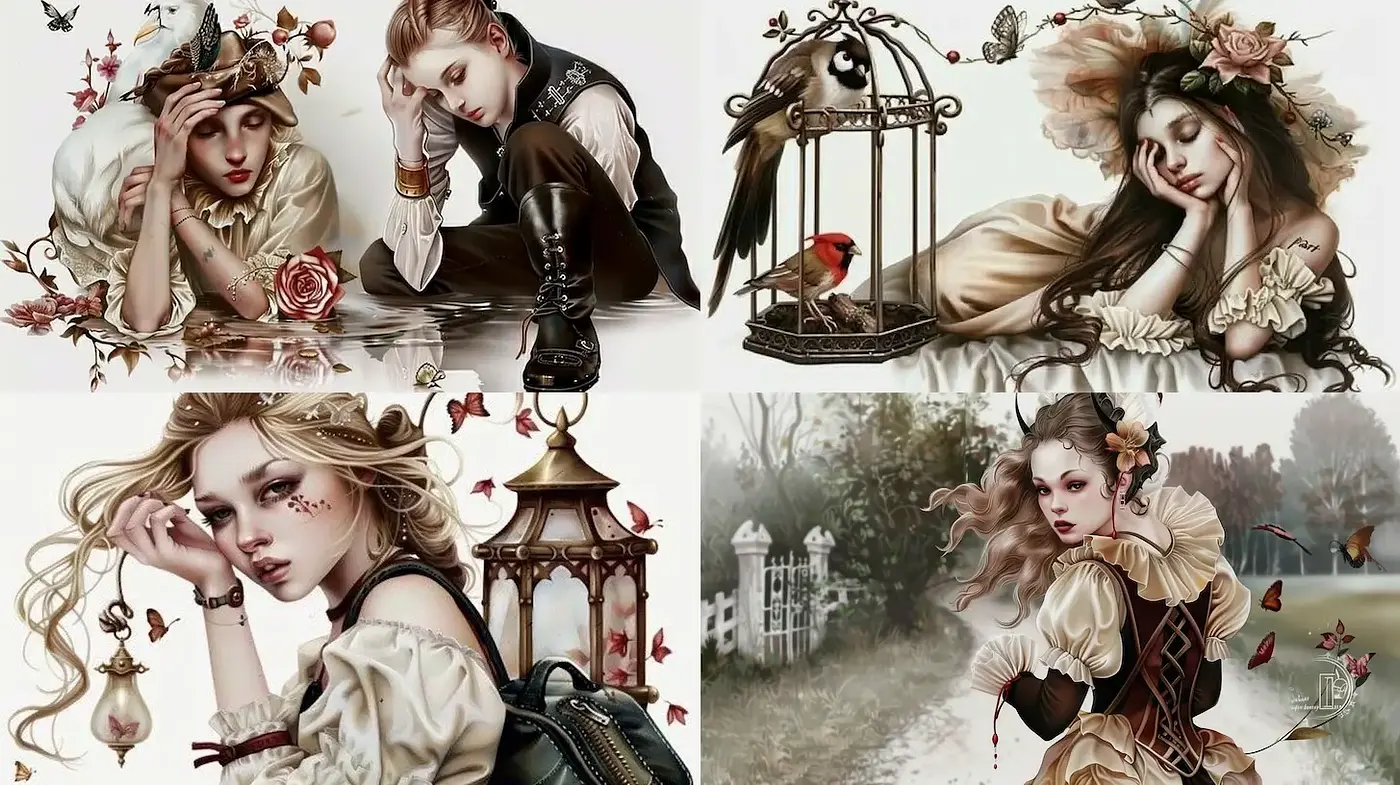 Ethereal Fantasies with a Touch of Victorian Elegance - Midjourney sref style