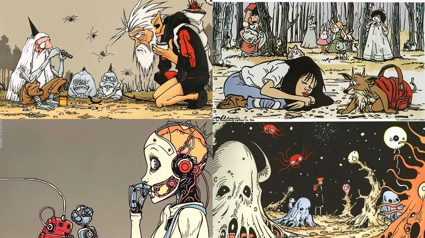 Whimsical Anime-Inspired Illustrative Fusion with Surreal Tendencies - Midjourney sref style