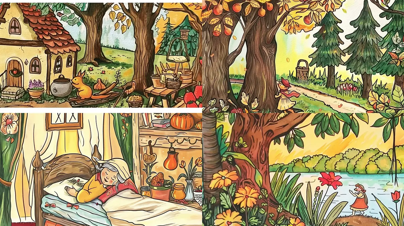 Enchanting Storybook Illustrative Harmony - Midjourney sref style