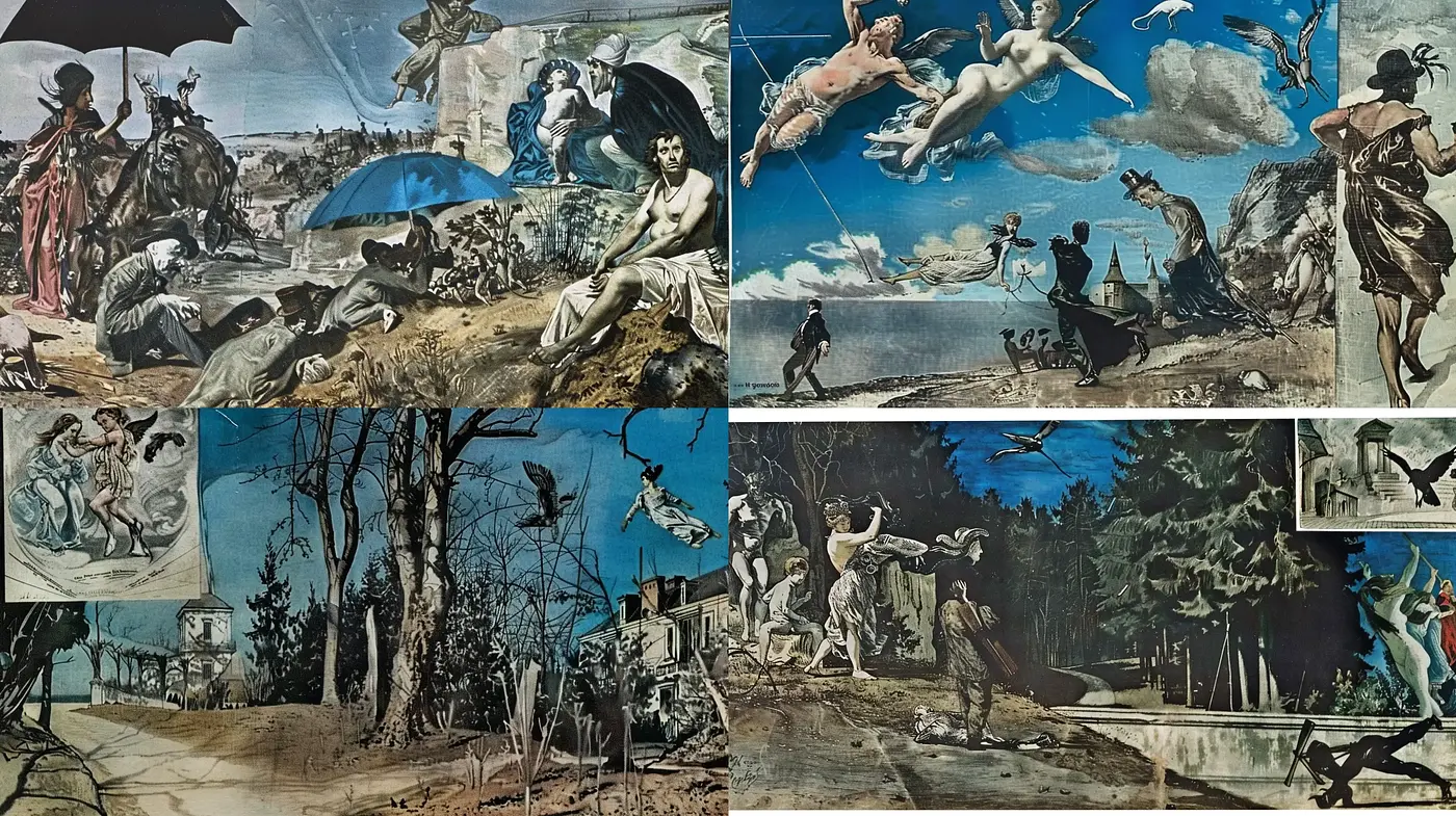 Postmodern Pastoral Tableaux with Surrealist Undertones - Midjourney sref style
