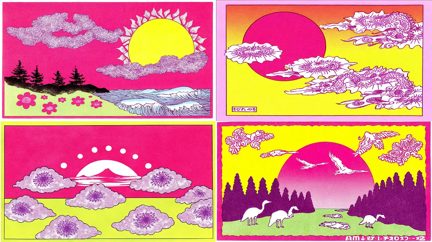 Vibrant illustrations with a whimsical feel and harmonious landscapes - Midjourney sref style