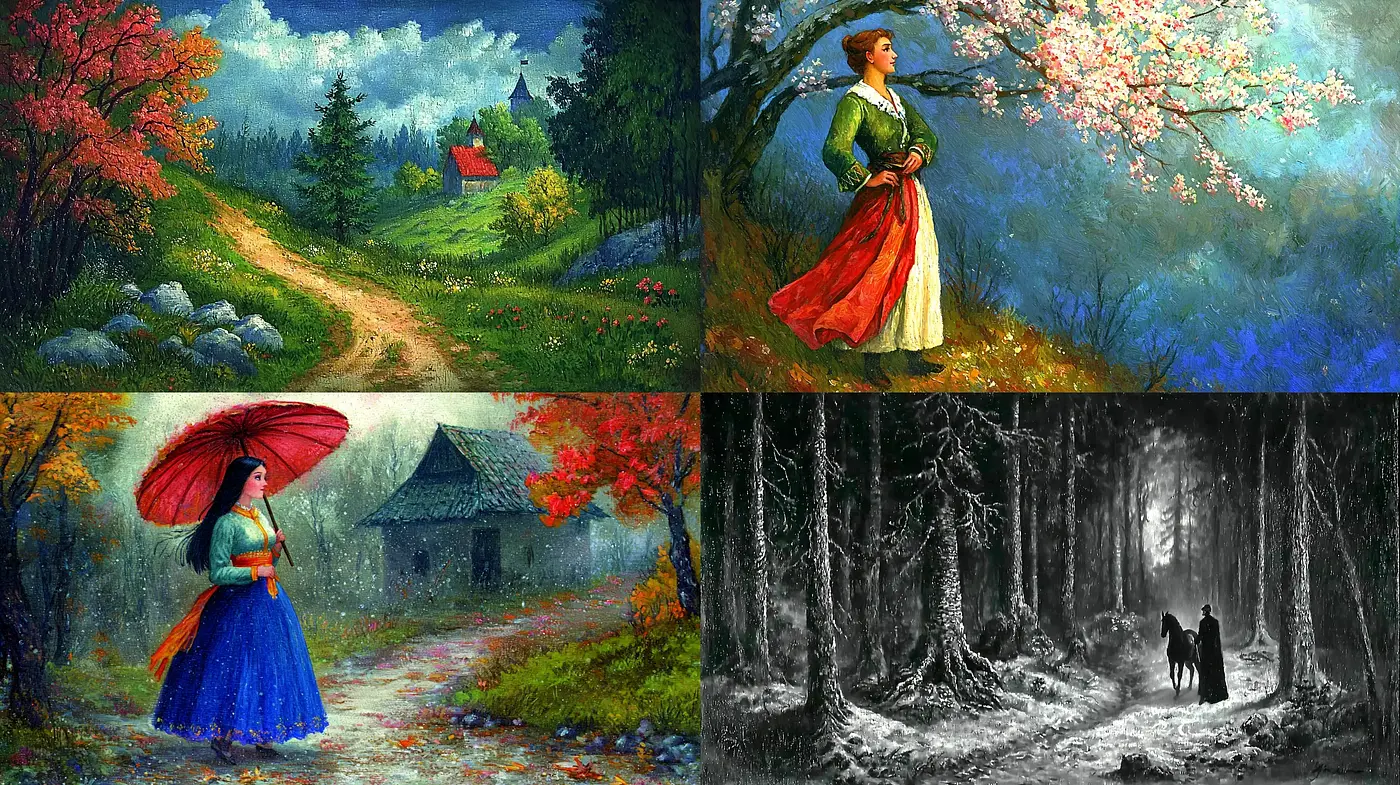 Enchanted Brushstrokes of Pastoral Serenity - Midjourney sref style