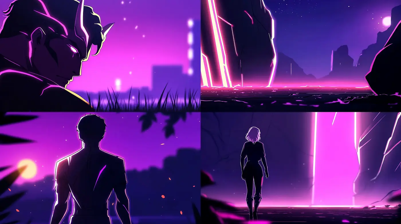 Neon Silhouettes and Digital Dusk - A Synthwave-Inspired Visual Symphony - Midjourney sref style