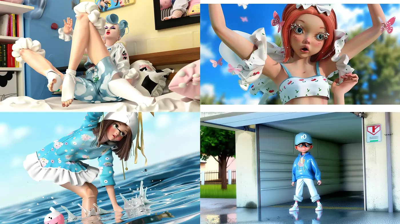 Vividly Animated Surrealism with a Youthful Twist - Midjourney sref style