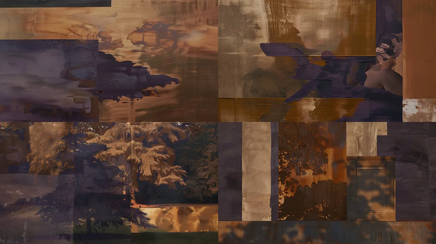 Abstract Autumn Symphony: A Mosaic of Textural Warmth and Chromatic Harmony - Midjourney sref style