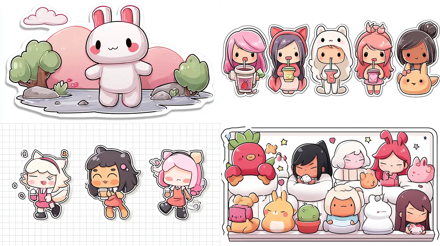 Charming and Whimsical Kawaii Illustration Style with Consistent Color Palette and Playful Characters - Midjourney sref style