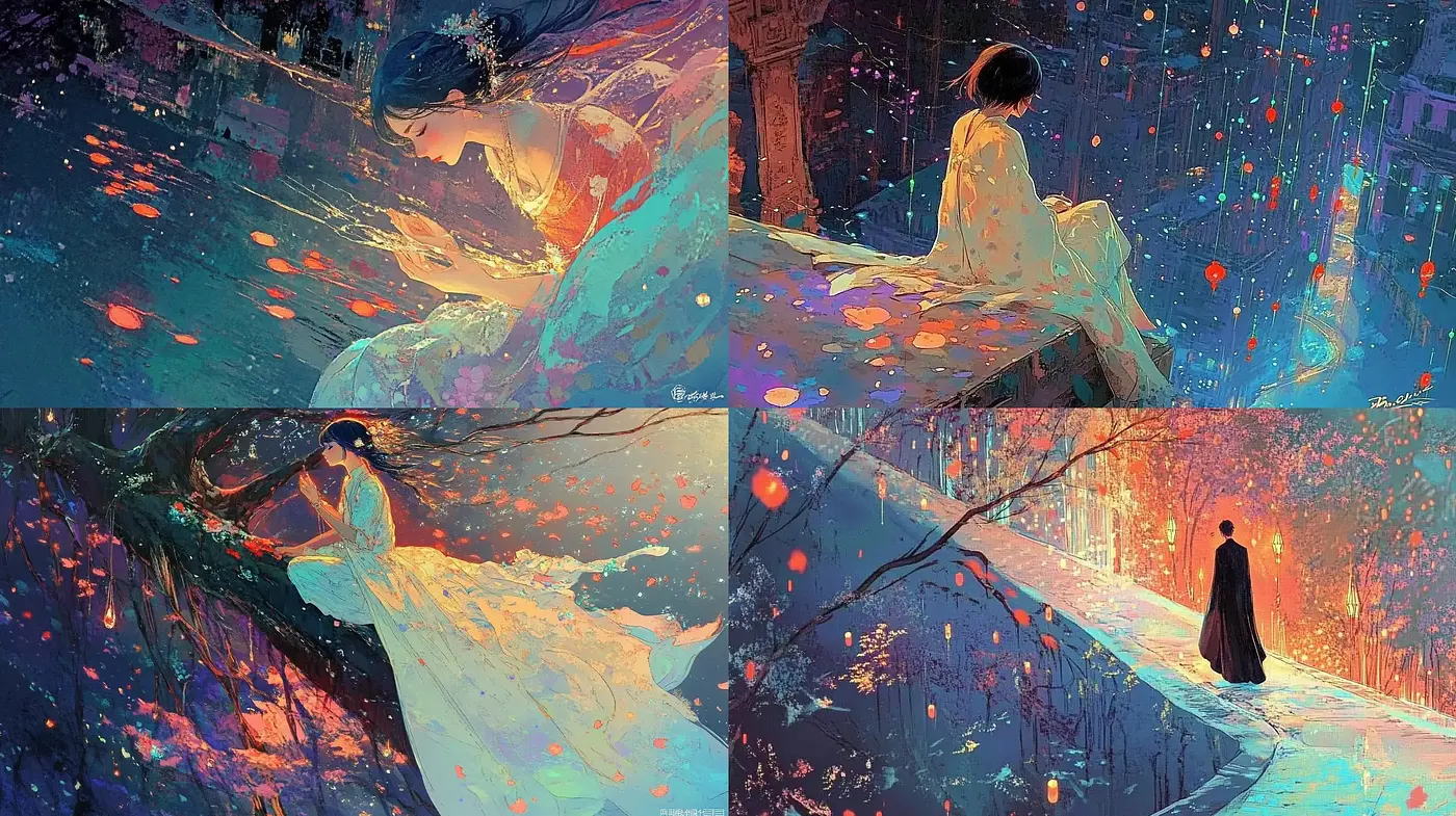 Ethereal Luminescence: A Symphony of Celestial Hues in Expressive Impasto - Midjourney sref style