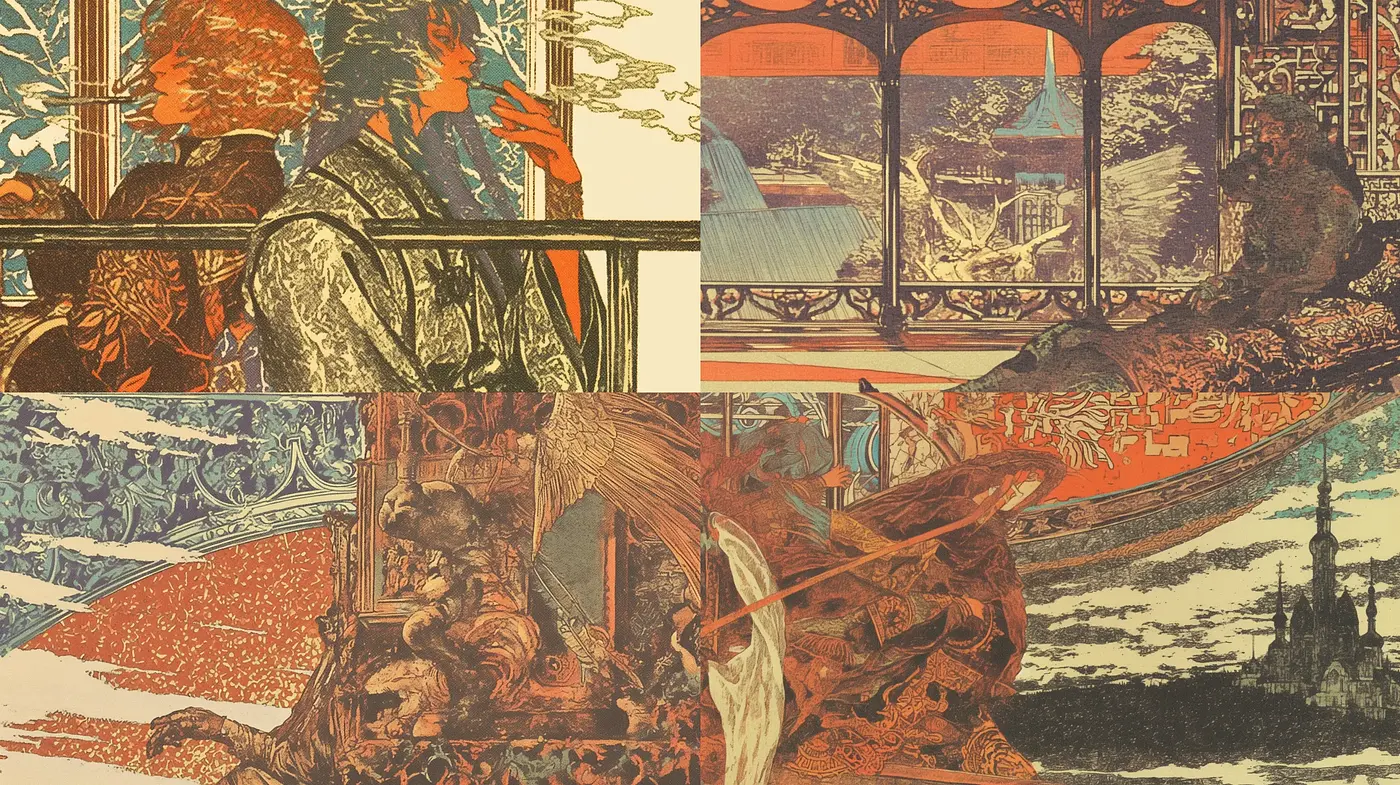 Ethereal Ukiyo-e Inspired Dreamscapes with a Retro Fusion Twist - Midjourney sref style