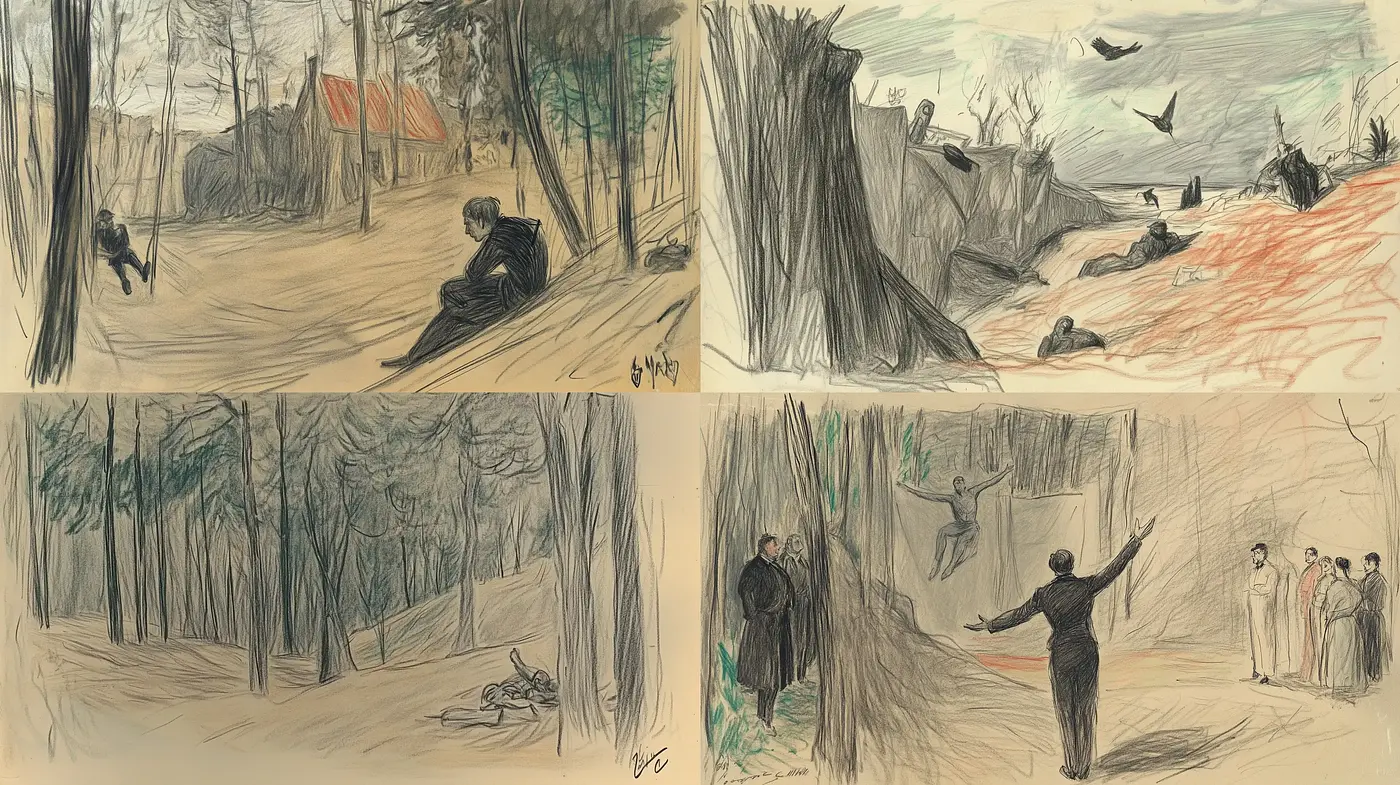 Whimsical Forest Sketches Evoking a Vintage Storybook Essence - Midjourney sref style