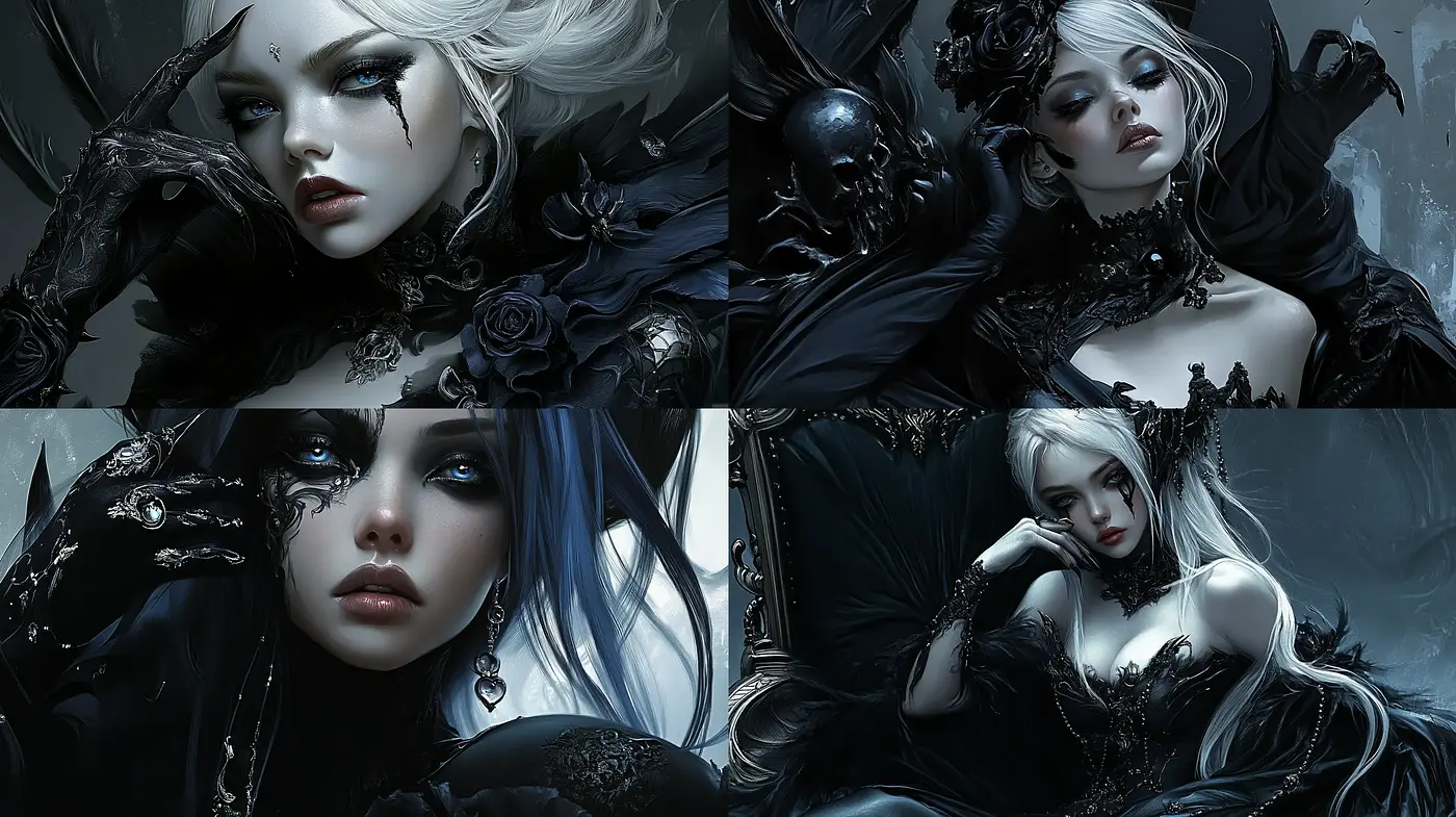 Gothic Elegance with Ethereal Beauty and Dark Fantasy Undertones - Midjourney sref style
