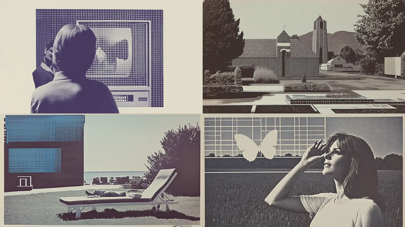 Sepia-Toned Retrofuturism with Modernist Architecture Overtones - Midjourney sref style