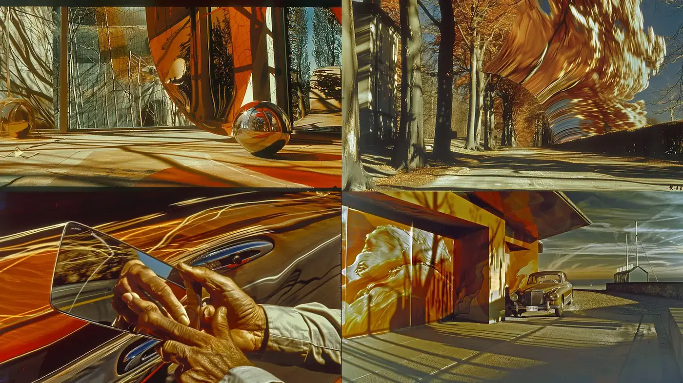 Surreal and Textured Vignettes with Warm Tones - Midjourney sref style