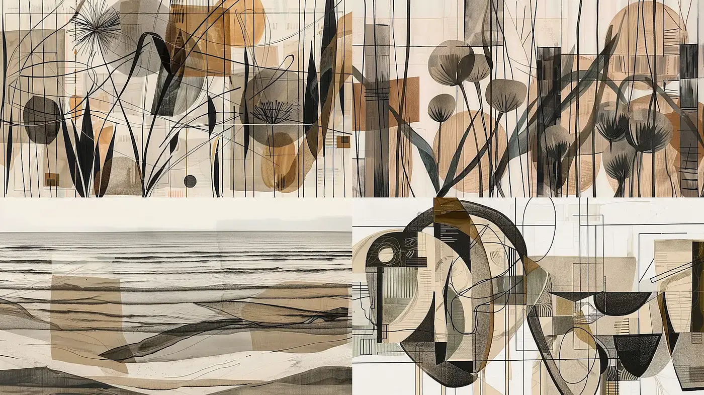 Contemporary Minimalist Abstract with Organic Forms and Muted Tones - Midjourney sref style