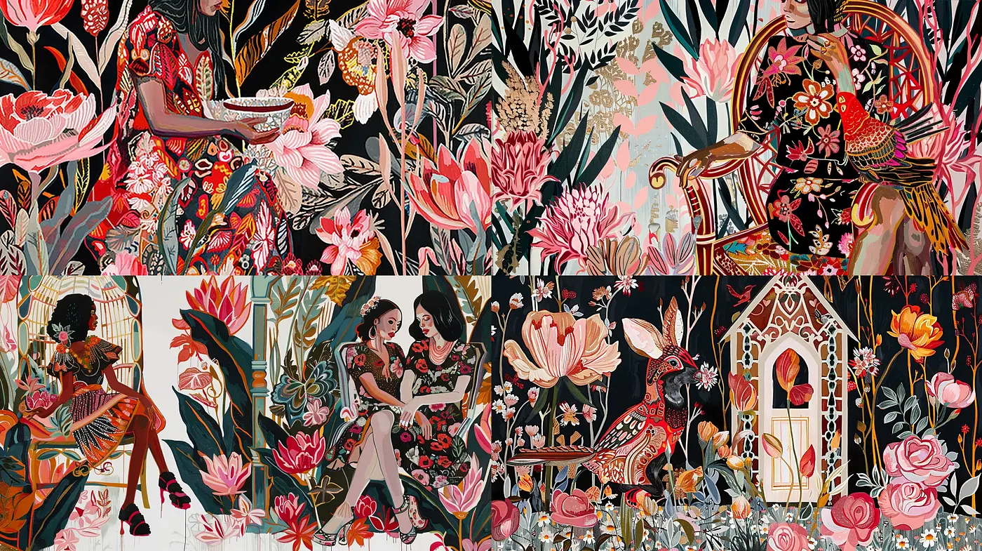 Botanical Elegance With Expressive Folk Artistry - Midjourney sref style