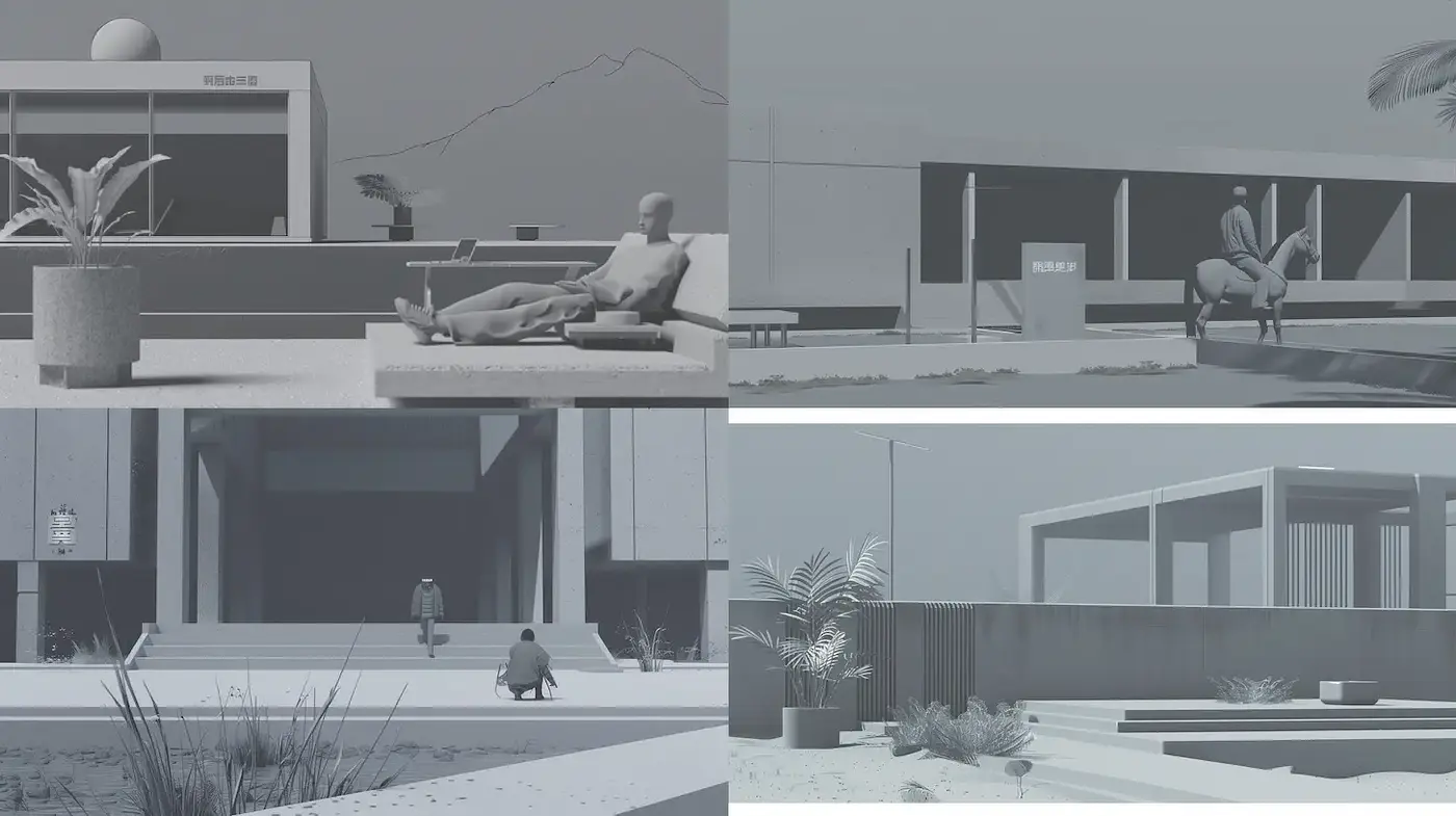 Minimalist Architectural Exploration with a Futuristic Edge - Midjourney sref style