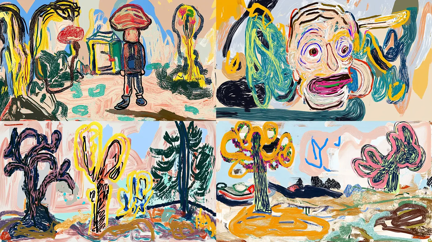 Energetic Expressionist Brushwork with Surrealist Undertones - Midjourney sref style