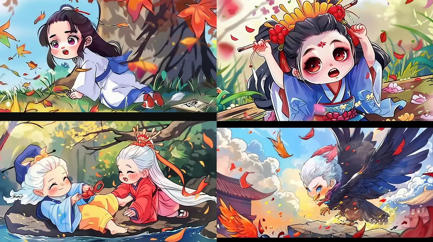 Lively Storybook Vignettes with Eastern Animation Charm - Midjourney sref style