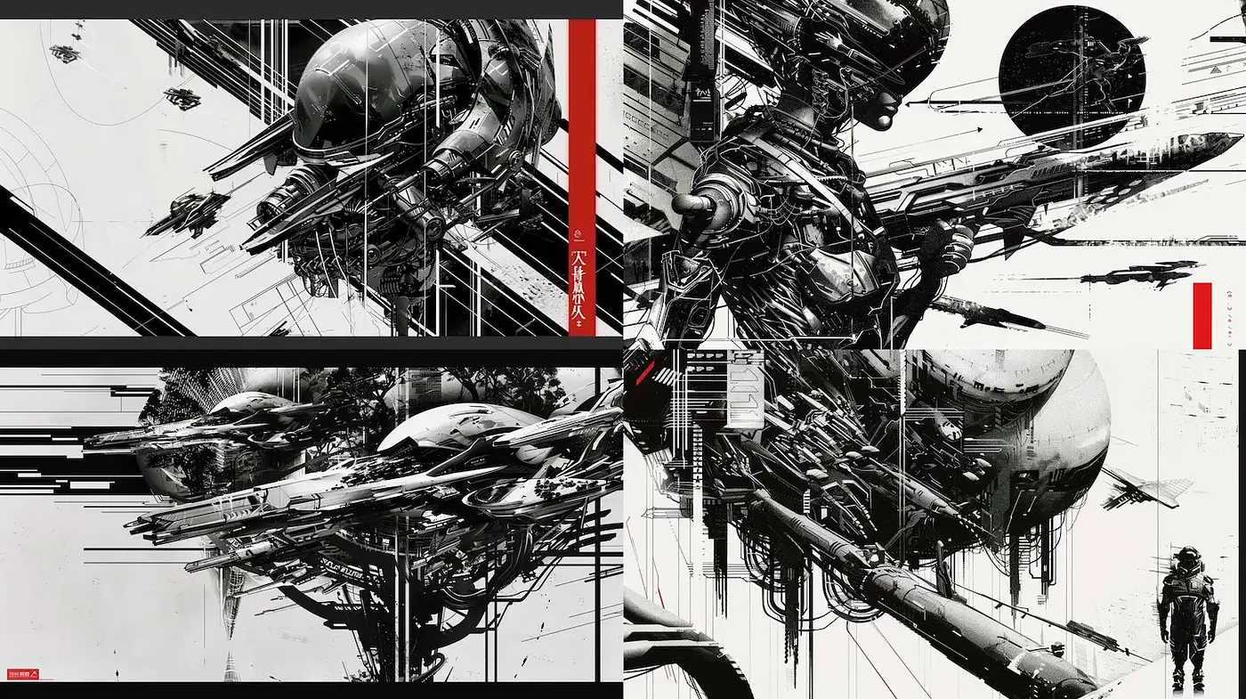 Futuristic Cyberpunk Aesthetic with Industrial Detailing - Midjourney sref style