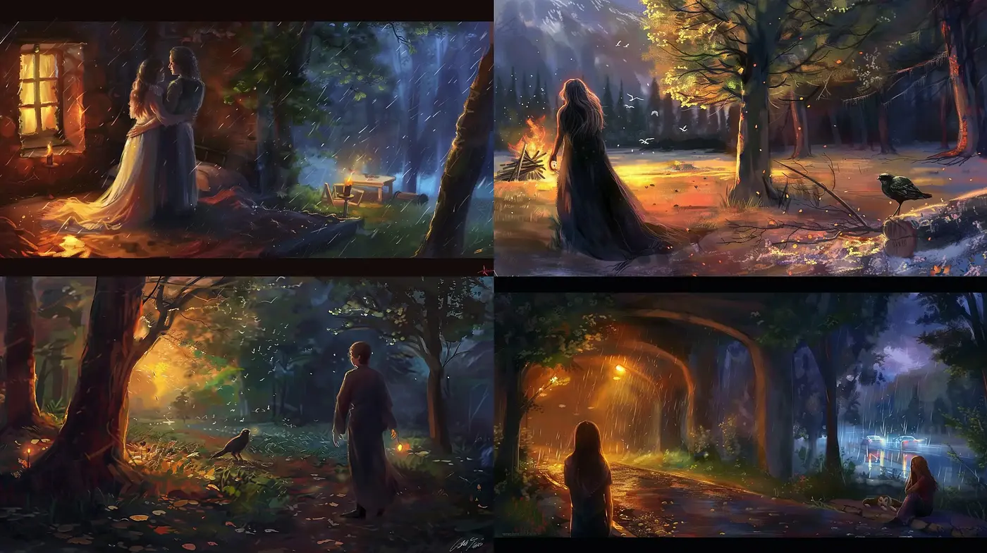 Twilight Serenity in Luminous Landscapes: A Study in Evocative Lighting and Warm Hues - Midjourney sref style