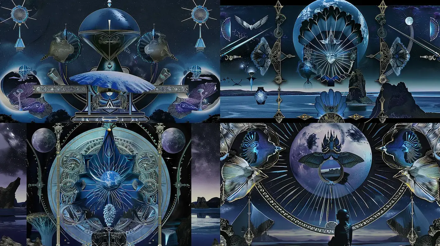 Ethereal Cosmic Art with Intricate Designs and Enigmatic Vibes - Midjourney sref style