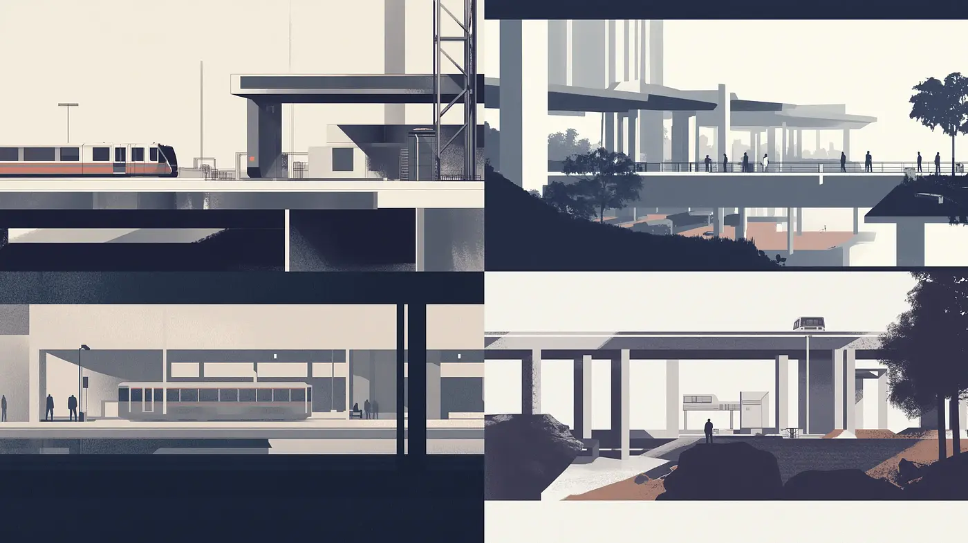 Modern Silhouette Horizon: A Study in Monochrome Architectural Minimalism - Midjourney sref style