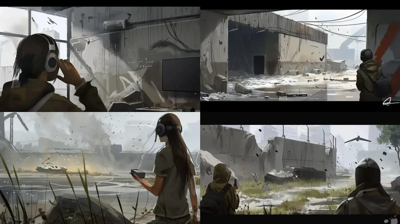 Post-Apocalyptic Serenity in Desaturated Tones - Midjourney sref style