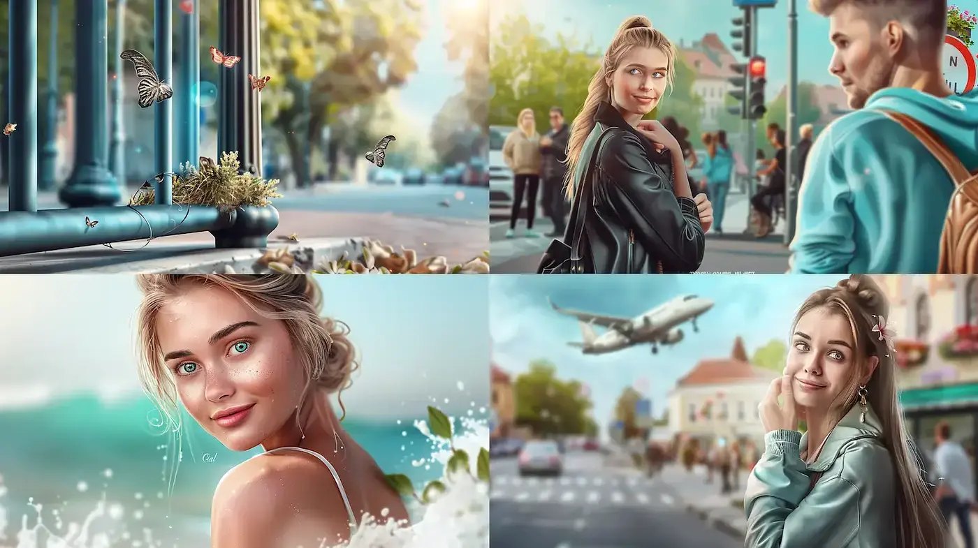 Vibrant and Dreamy Urban Realism with a Touch of Whimsy - Midjourney sref style