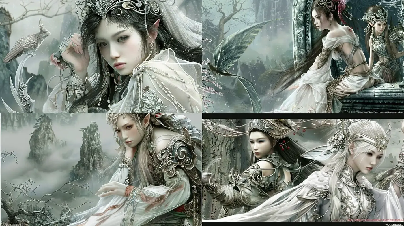 Ethereal Elegance in Misty Enchanted Realms - Midjourney sref style