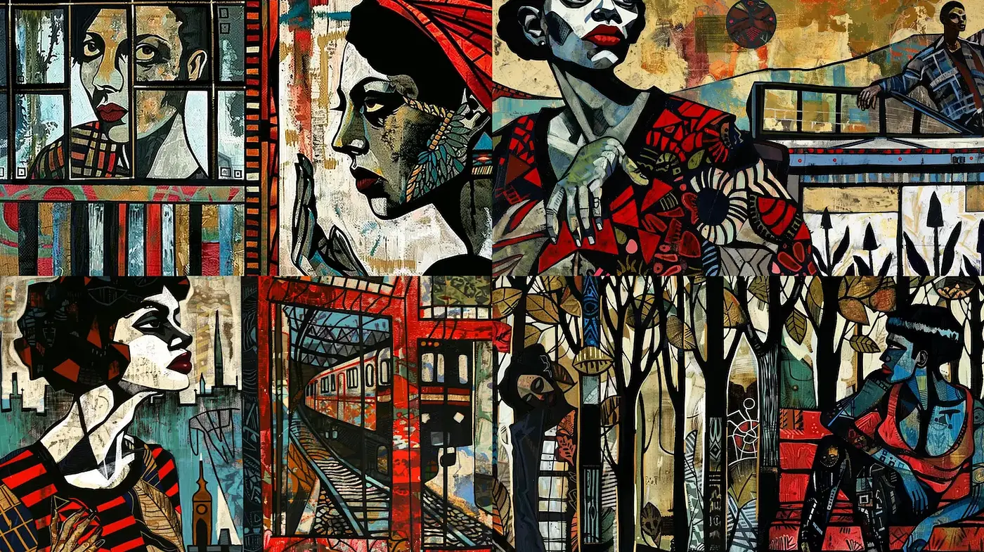 Contemporary Urban Expressionism with a Rich Visual Narrative - Midjourney sref style