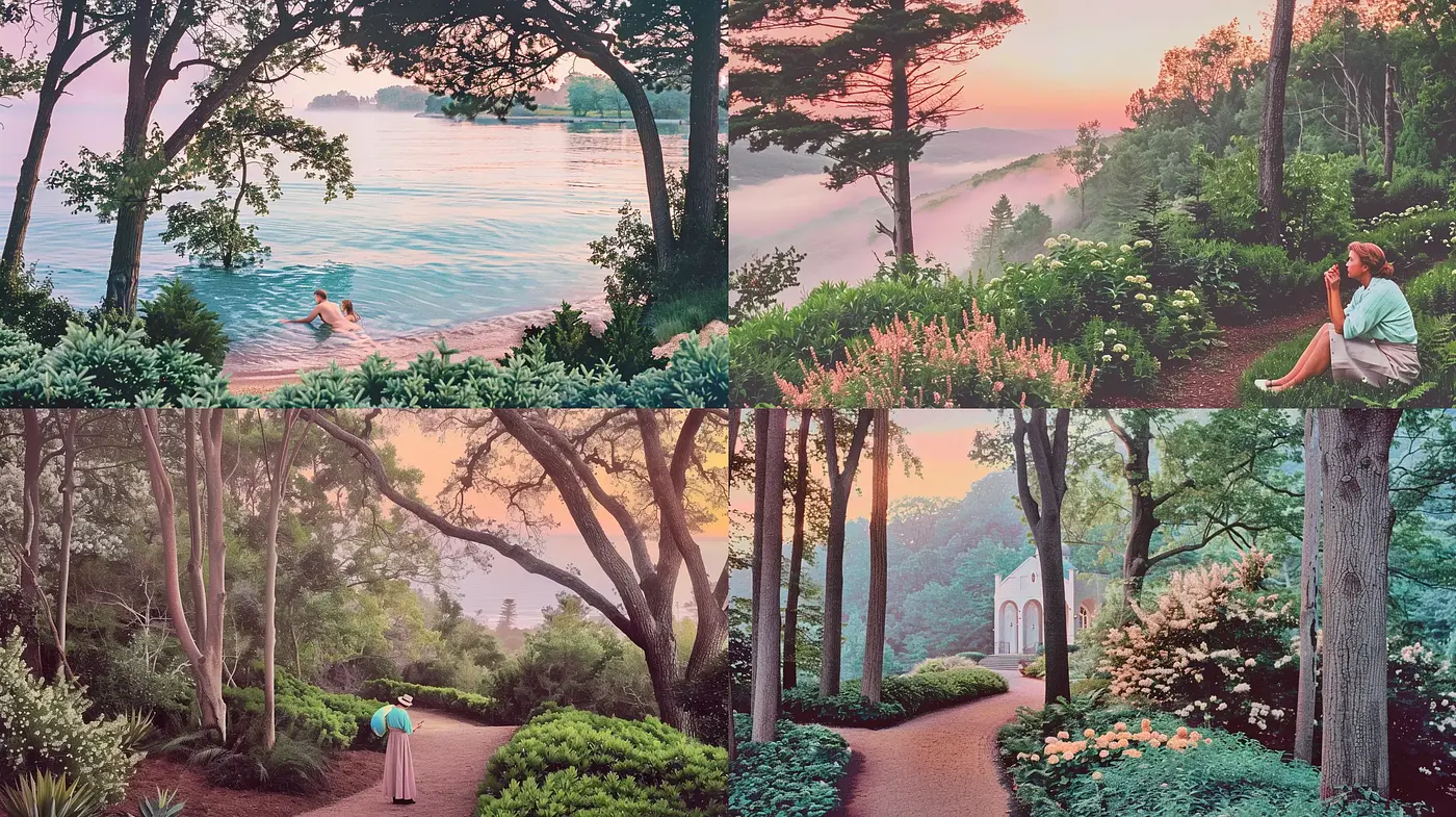 Serene Pastoral Vistas with a Whimsical Storybook Quality - Midjourney sref style
