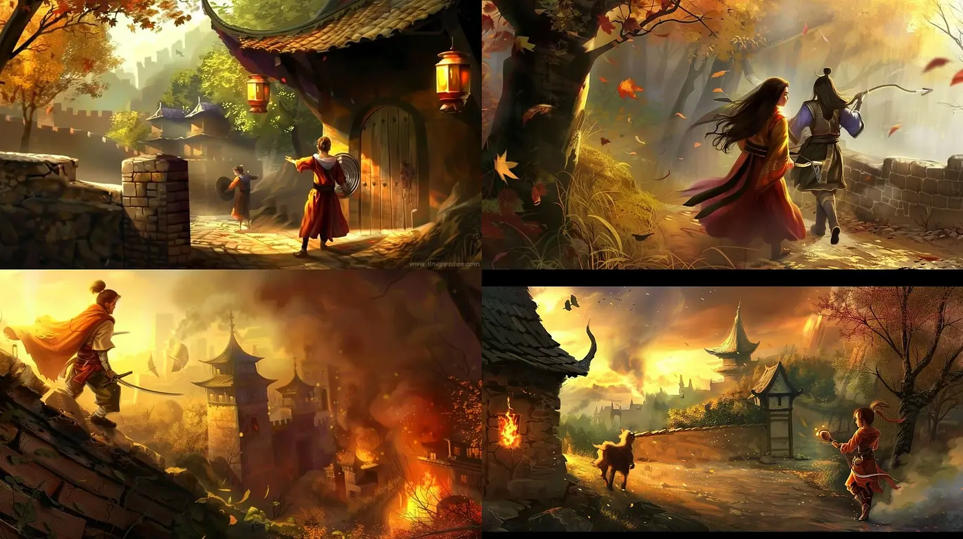 Warm Autumnal Fantasy Ambiance with Evocative Lantern Light - Midjourney sref style