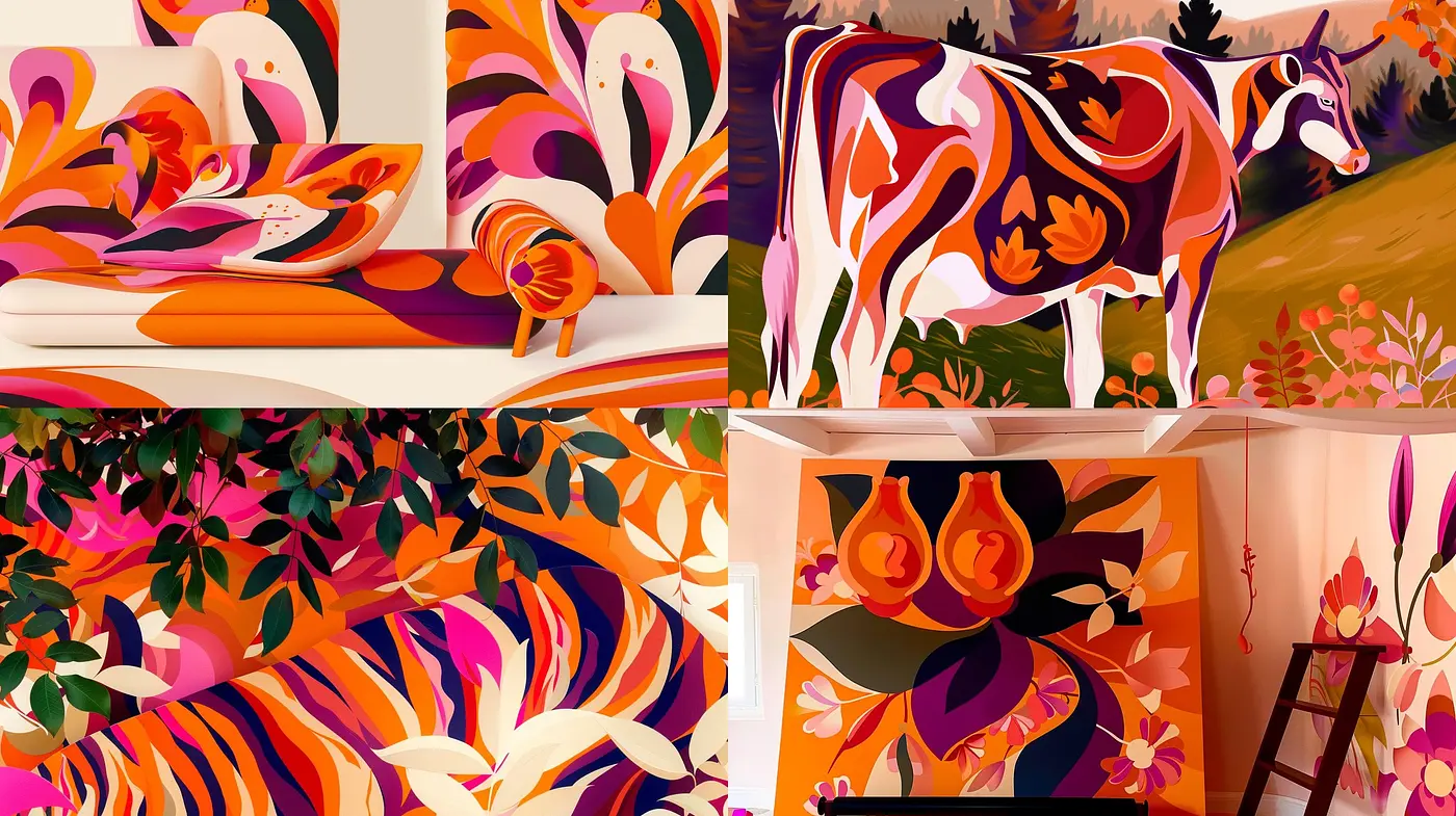 Vibrant Artistic Fusion of Organic Forms and Nature-Inspired Tones - Midjourney sref style