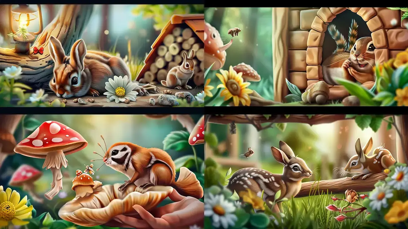 Charming Whimsical Nature Scenes with Consistent Style Elements - Midjourney sref style