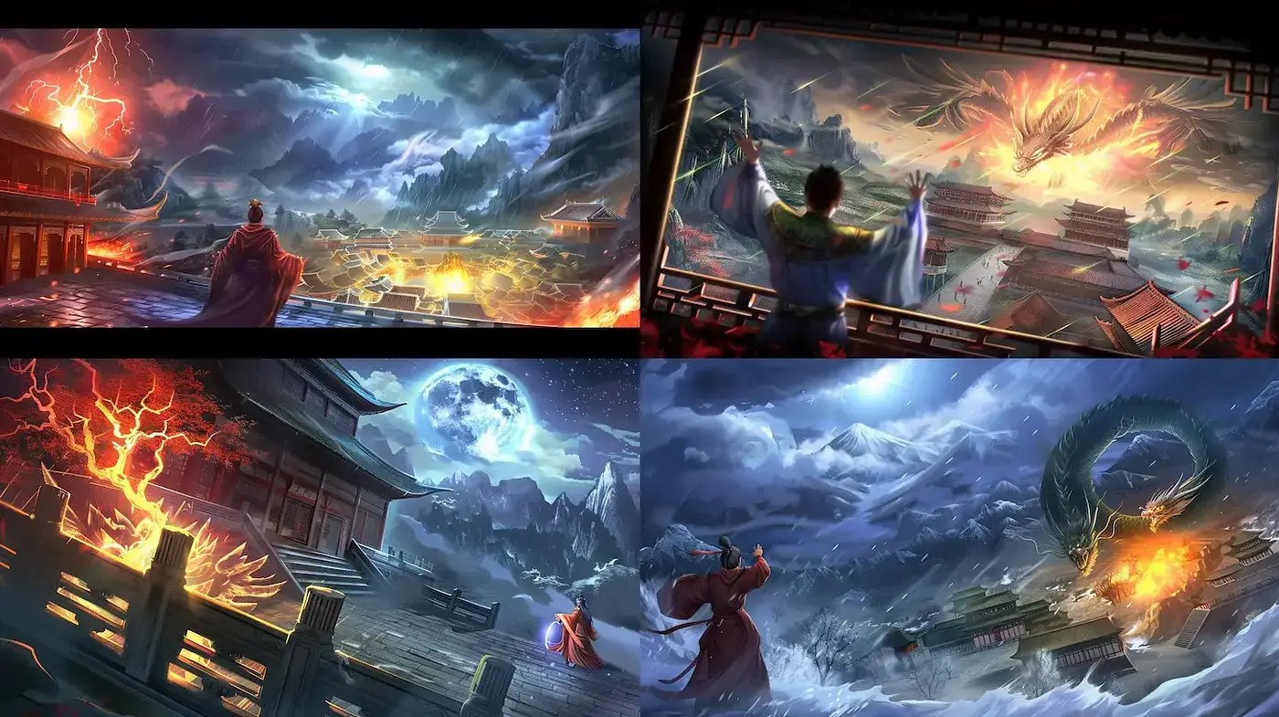 Mystical Epic Landscapes with Dynamic Atmospheres - Midjourney sref style