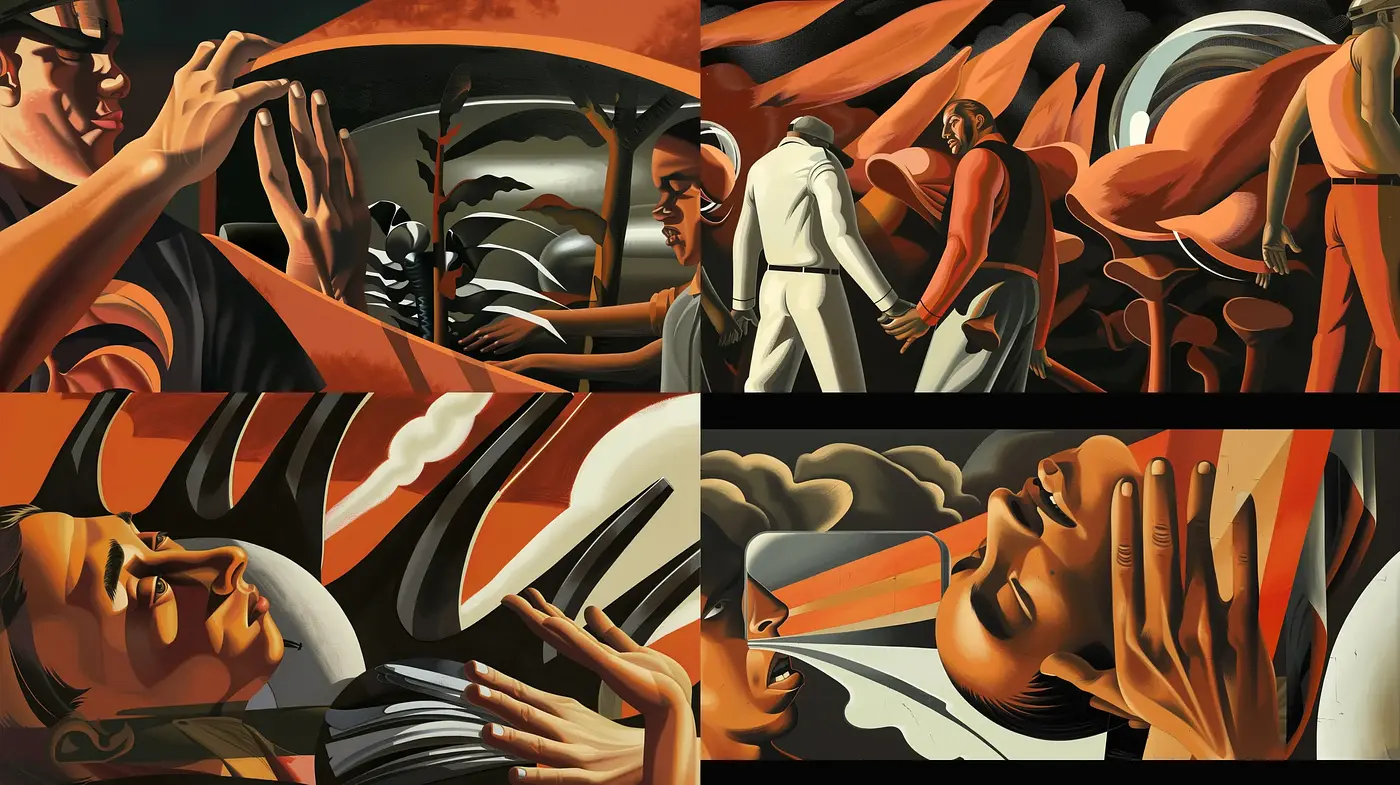 Contemporary Art Deco Revival with Cinematic Overtones - Midjourney sref style