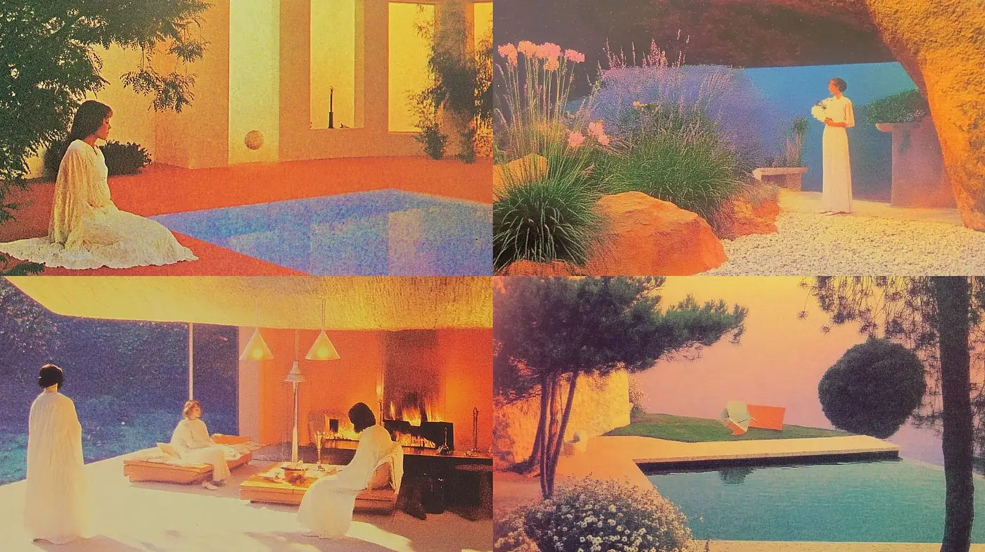 Ethereal Twilight Dreamscape with Retrofuturistic Overtones - Midjourney sref style