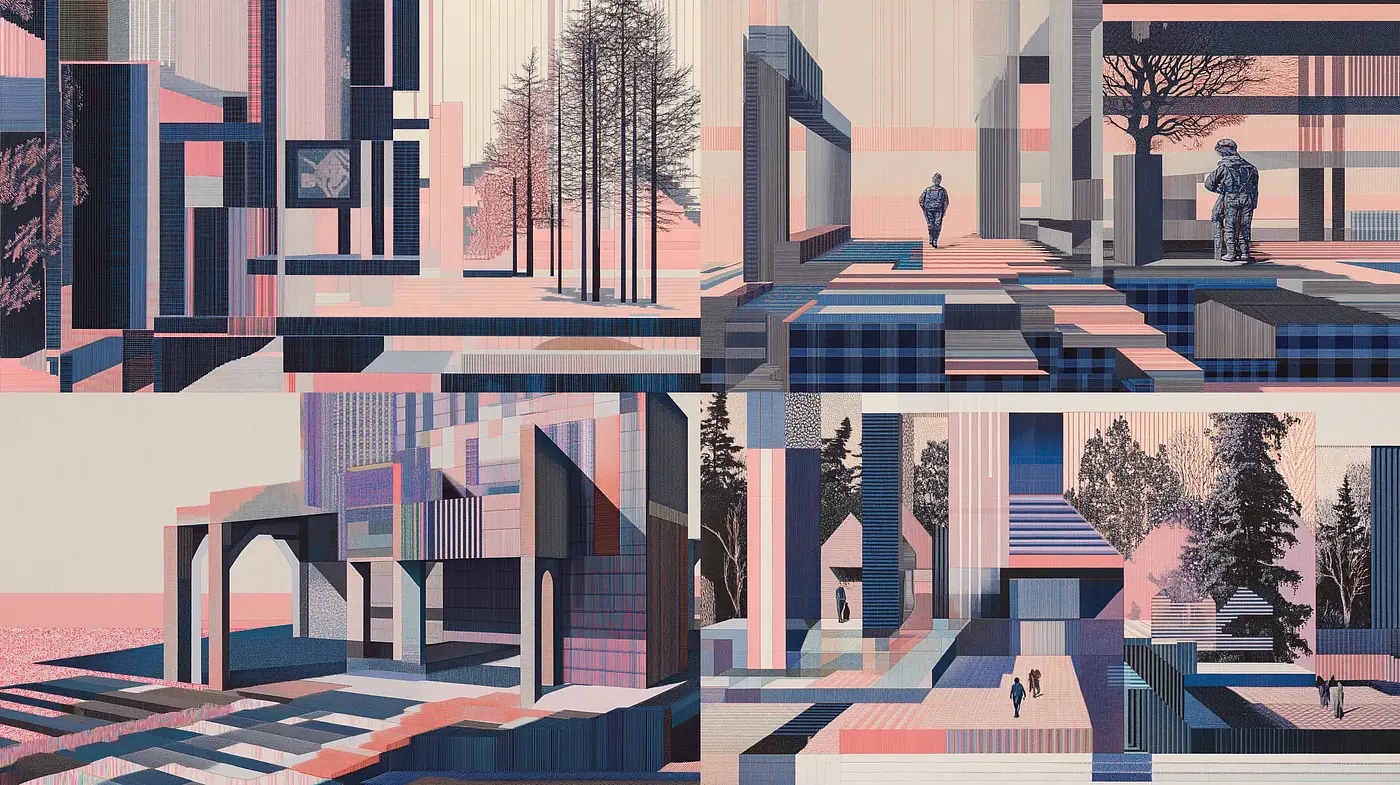 Structured Pastel Dreamscape with Geometric Harmony - Midjourney sref style