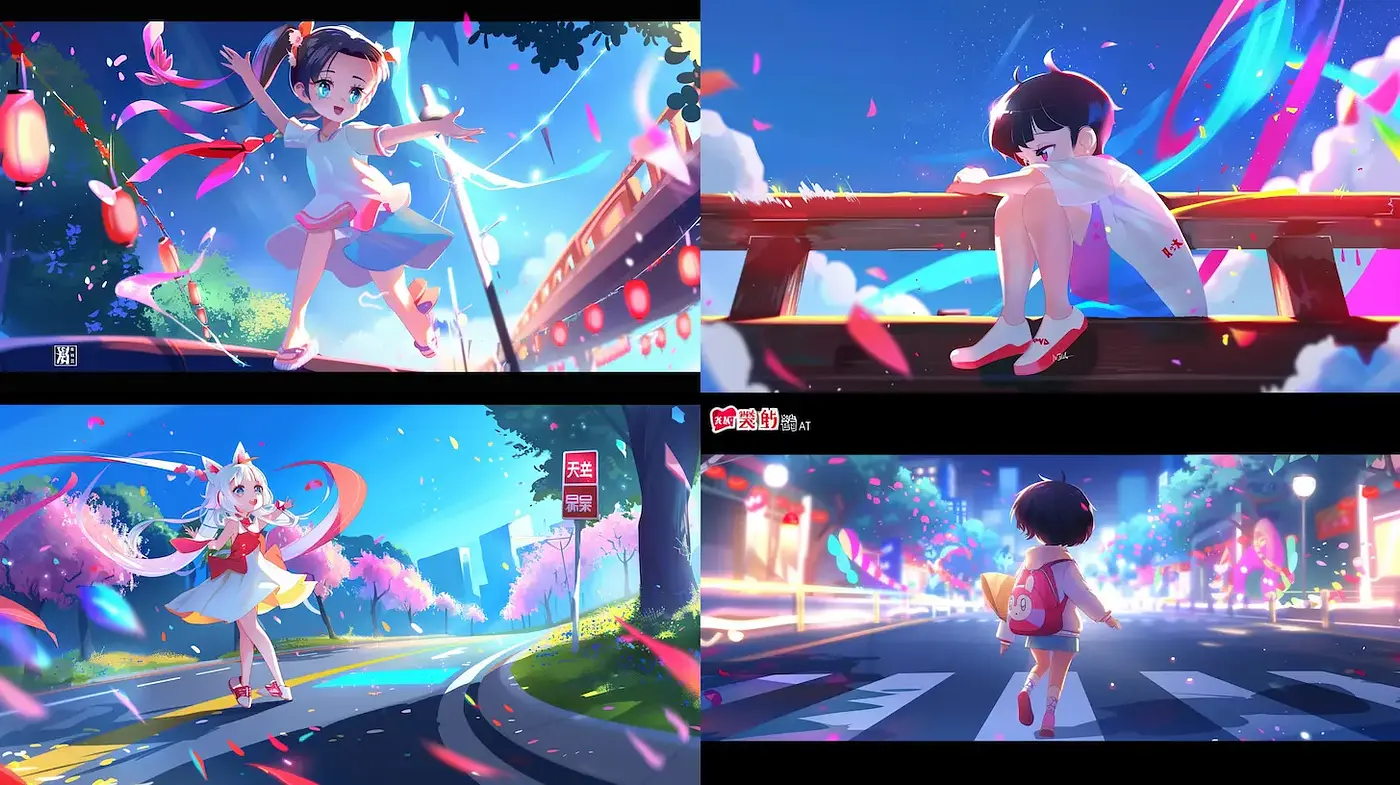 Vibrant, whimsical youth in ethereal landscapes - Midjourney sref style