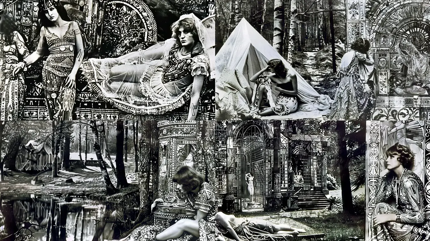 Monochromatic Dreamscape of Neo-Gothic Reverie - Midjourney sref style