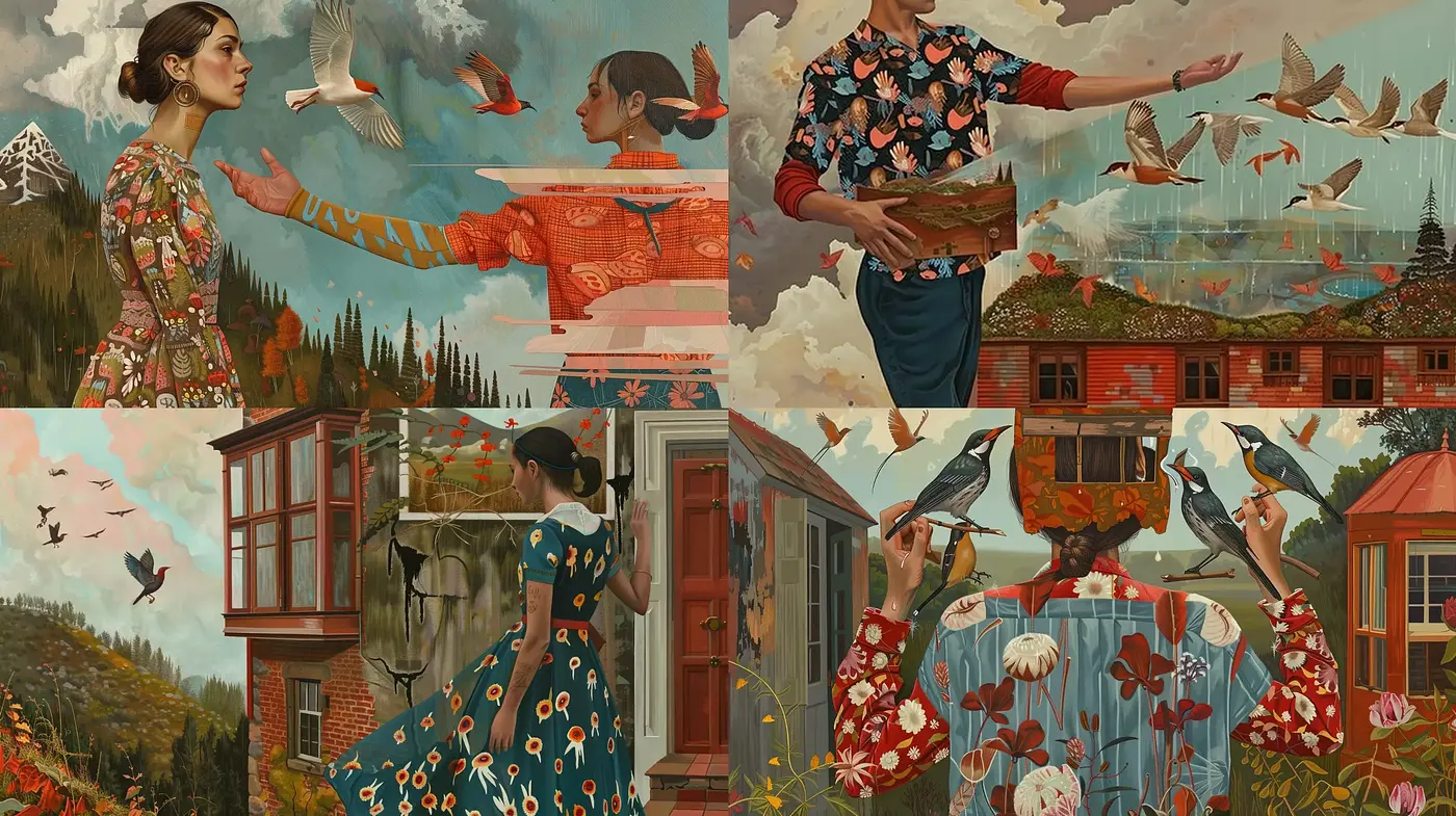 Rustic Tapestry of Nature and Elegance in Art - Midjourney sref style