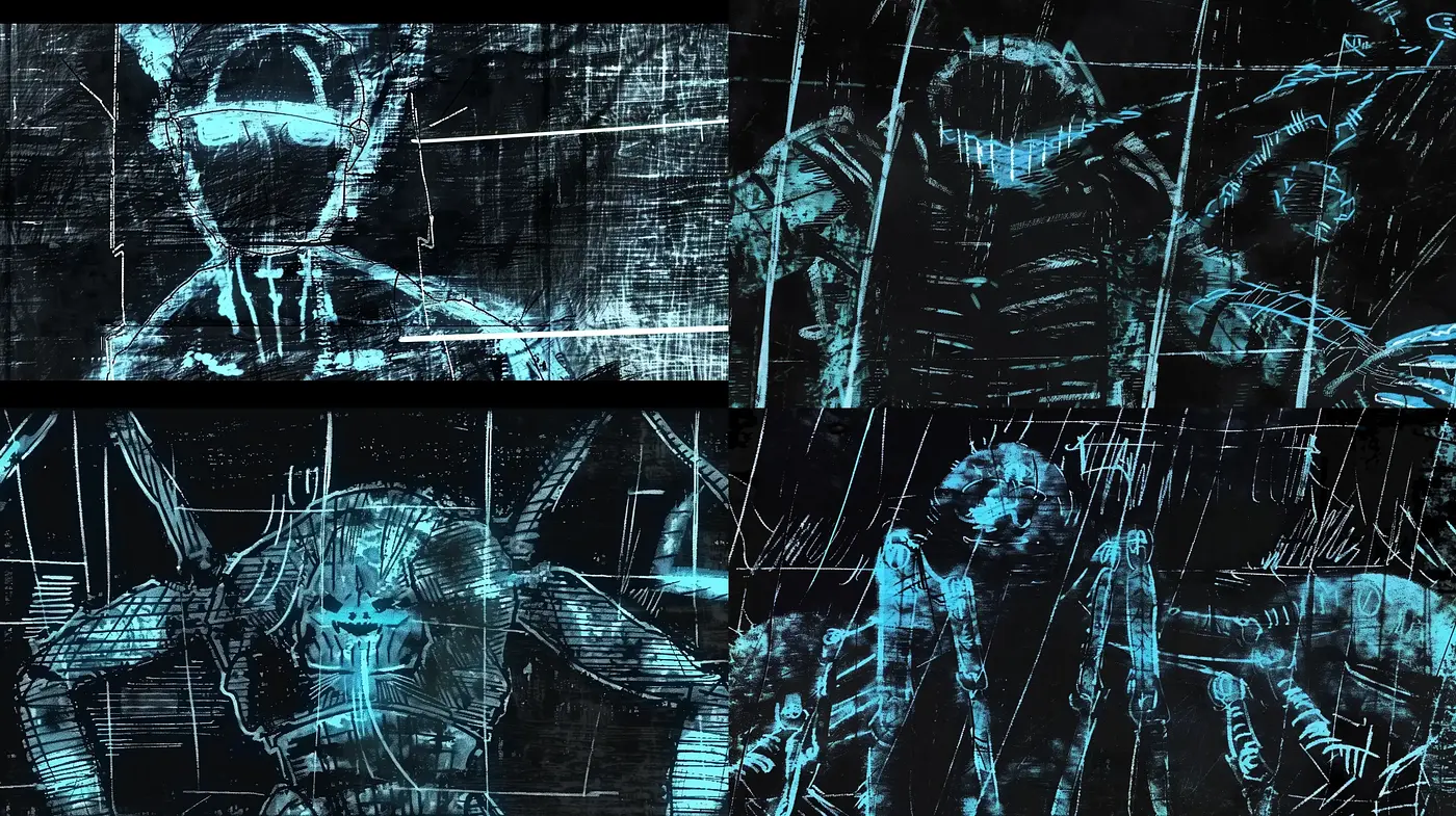 Cybernetic Sketches of Futurism: An Exploration in Neon and Shadow - Midjourney sref style