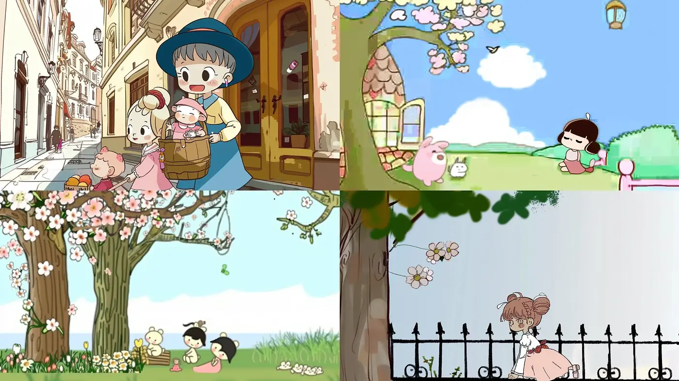 Cheerful Pastel Storybook Harmony - Midjourney sref style