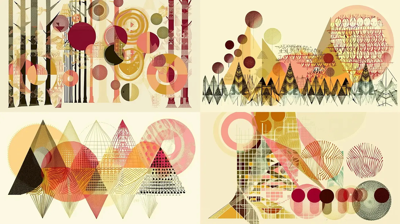 Geometric Abstraction Meets Modernist Tapestry - Midjourney sref style