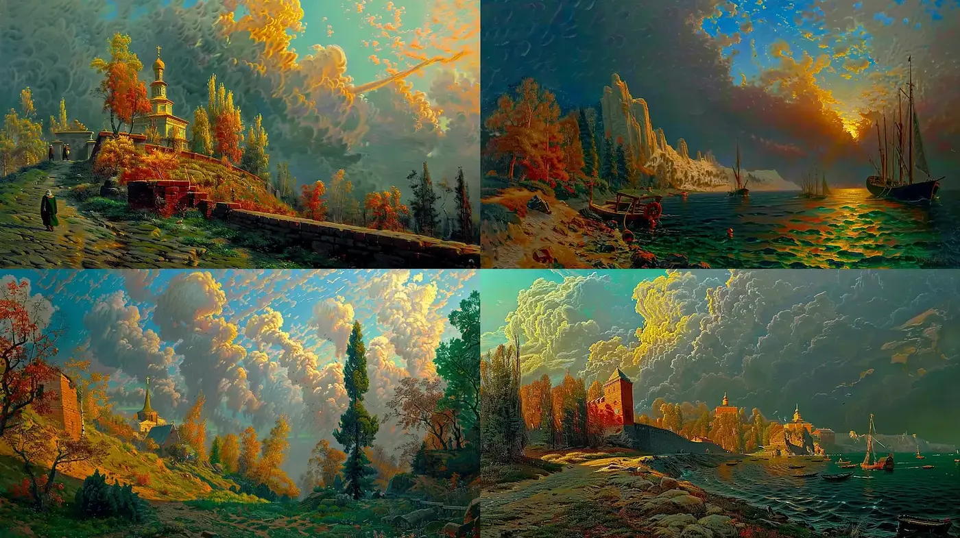 Serene Landscapes with Majestic Atmospheric Elements - Midjourney sref style