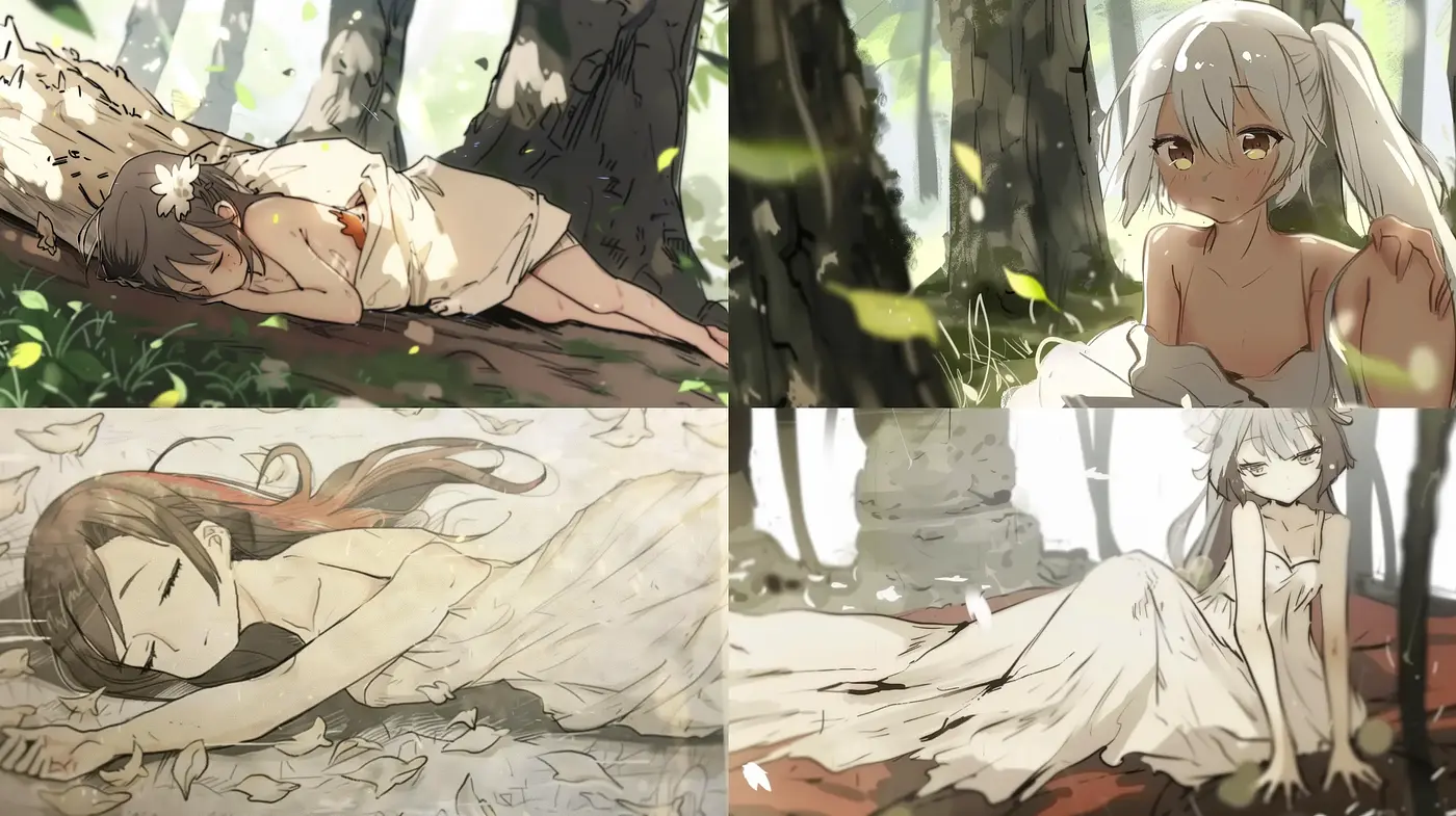 Serene Anime-Inspired Natural Vignettes with Soft Textures - Midjourney sref style