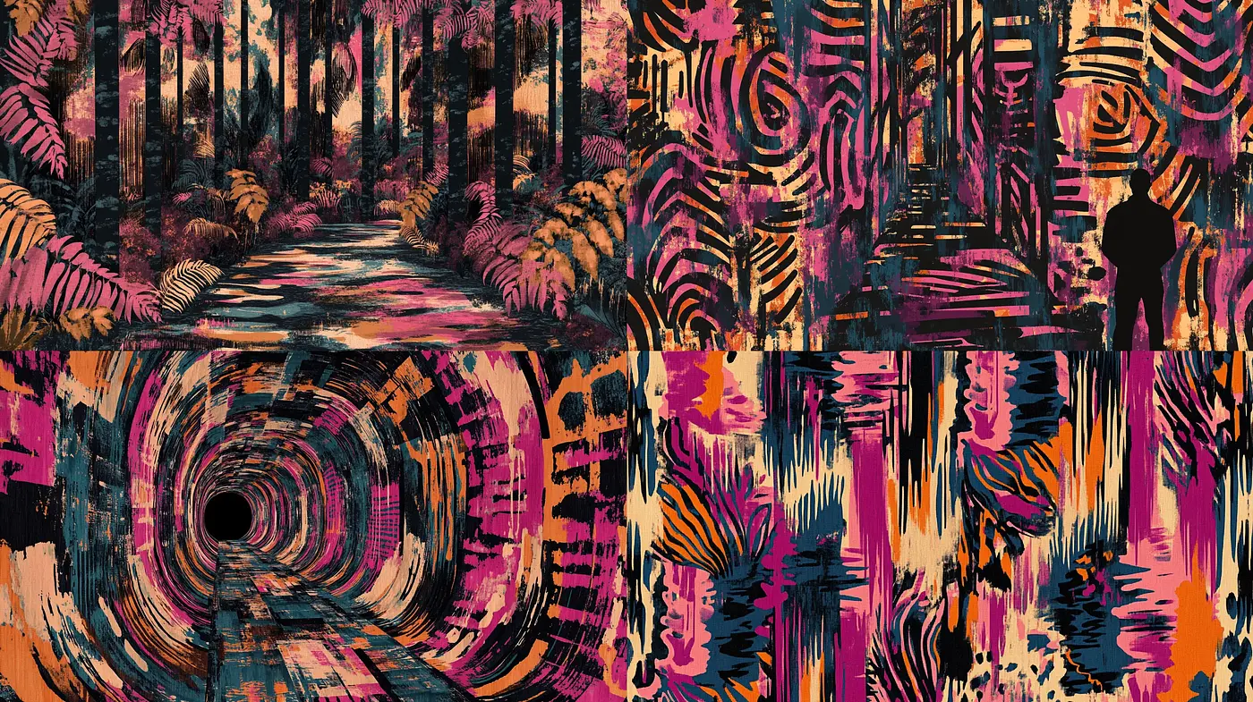 Abstract Textural Vortex in Vivid Hues - Midjourney sref style